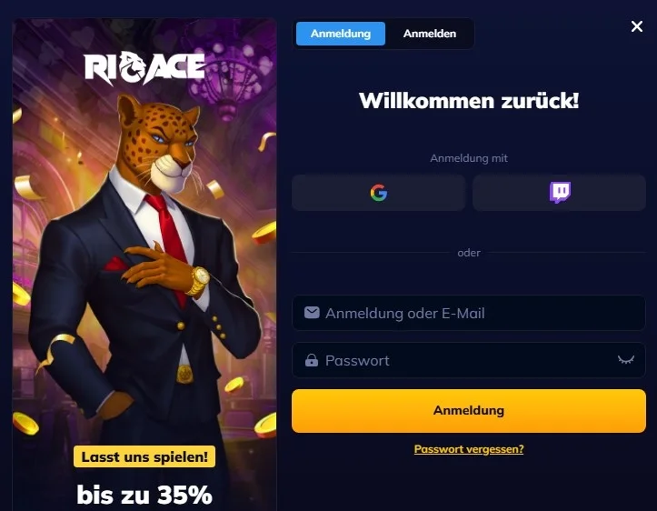 RioAce Casino registrieren